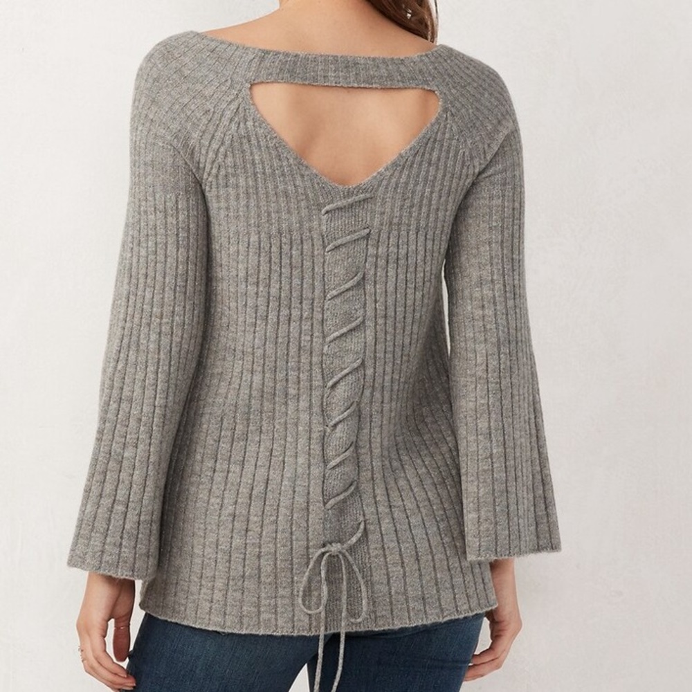 Lauren Conrad Laceup Back Bell Bottom Sleeve Top